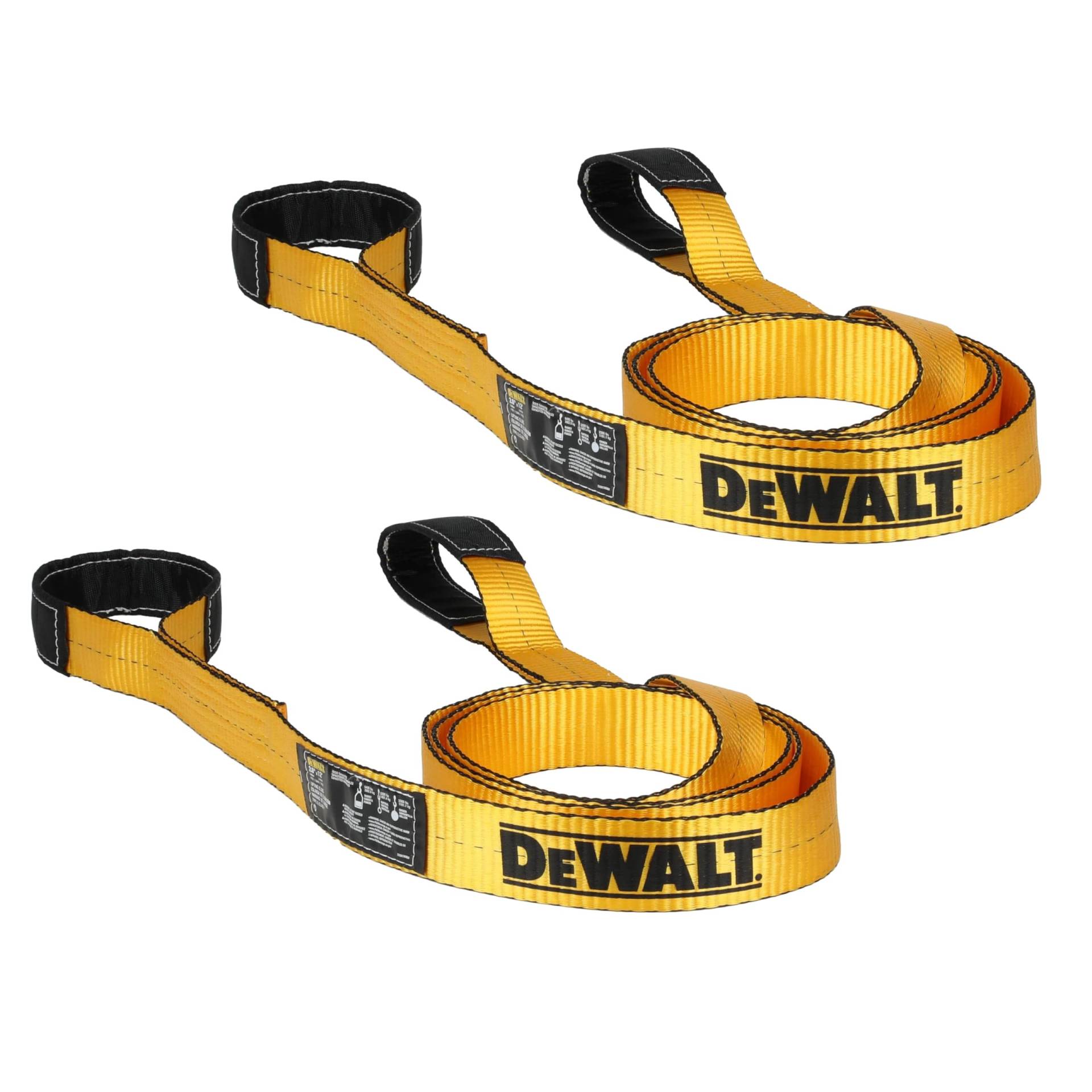 DEWALT DXBC90084-2 Schwerlast-Hebeband, 2-lagig x 1,5 kg, vertikale Tragkraft, 2,9 kg Korbgewichtskapazität, 2 Stück, Schwarz/Gelb von DEWALT