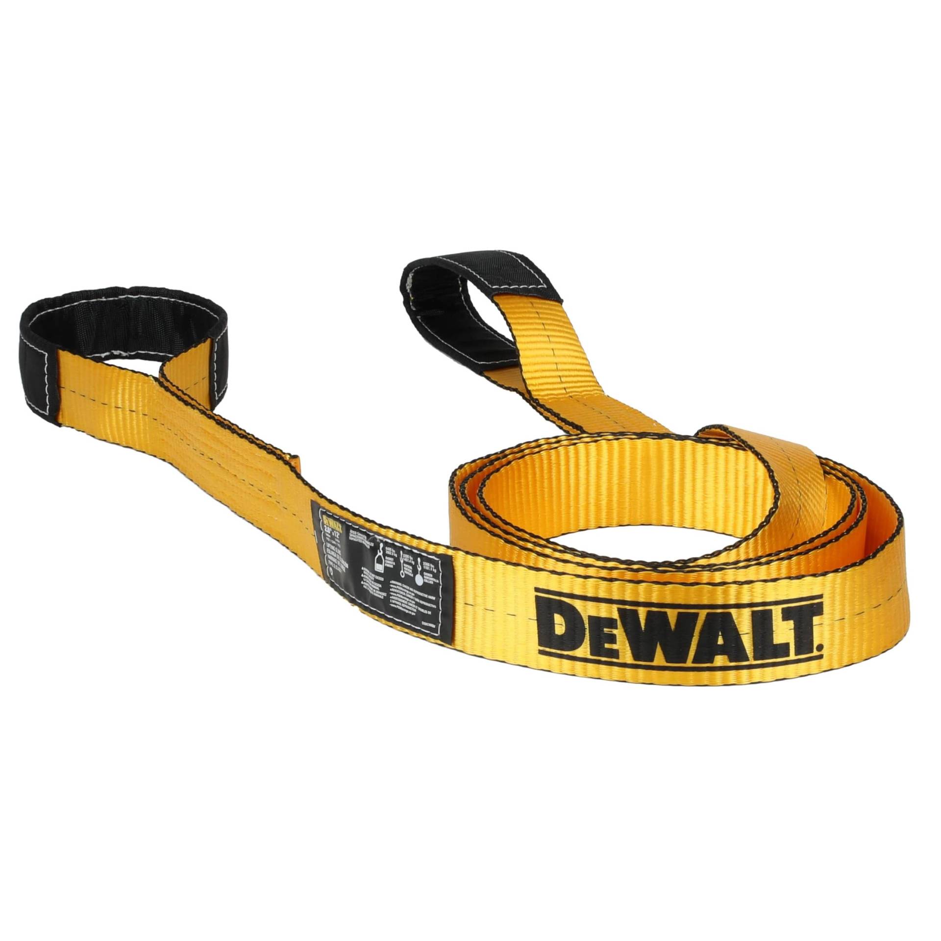 DEWALT DXBC90084 Schwerlast-Hebeband, 5,1 x 3,6 m, 2-lagig x 1,5 kg vertikale Tragkraft, 2,9 kg Korbgewichtskapazität, Schwarz/Gelb von DEWALT