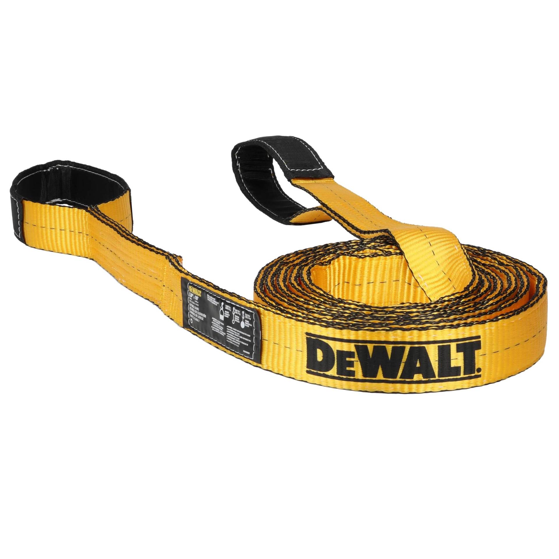 DEWALT DXBC90085 Schwerlast-Hebeband, 5,1 x 4,6 m, 2-lagig x 2,9 kg vertikale Tragkraft, 5,8 kg Korbgewichtskapazität, Schwarz/Gelb von DEWALT