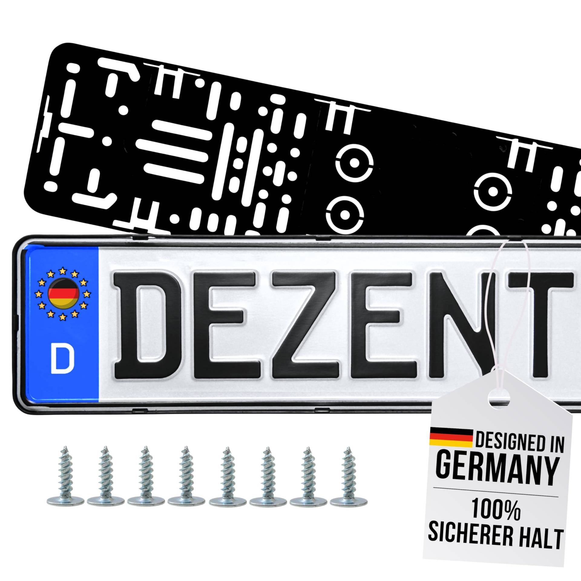 DEZENTOFIX® Premium Kennzeichenhalter - Einfache Montage & Fester Halt - Nummernschildhalterung Auto - Universal Passform (520mm) von DEZENTOFIX