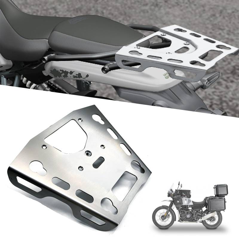 DFFMQSJ Kompatibel mit Royal Enfield Himalayan 450 2024 Motorrad-Heckgepäckträger, Frachtträger, Heckablage, CNC-Legierung, Topcase-Halterung, Halterung, Motorradzubehör, Chrom von DFFMQSJ