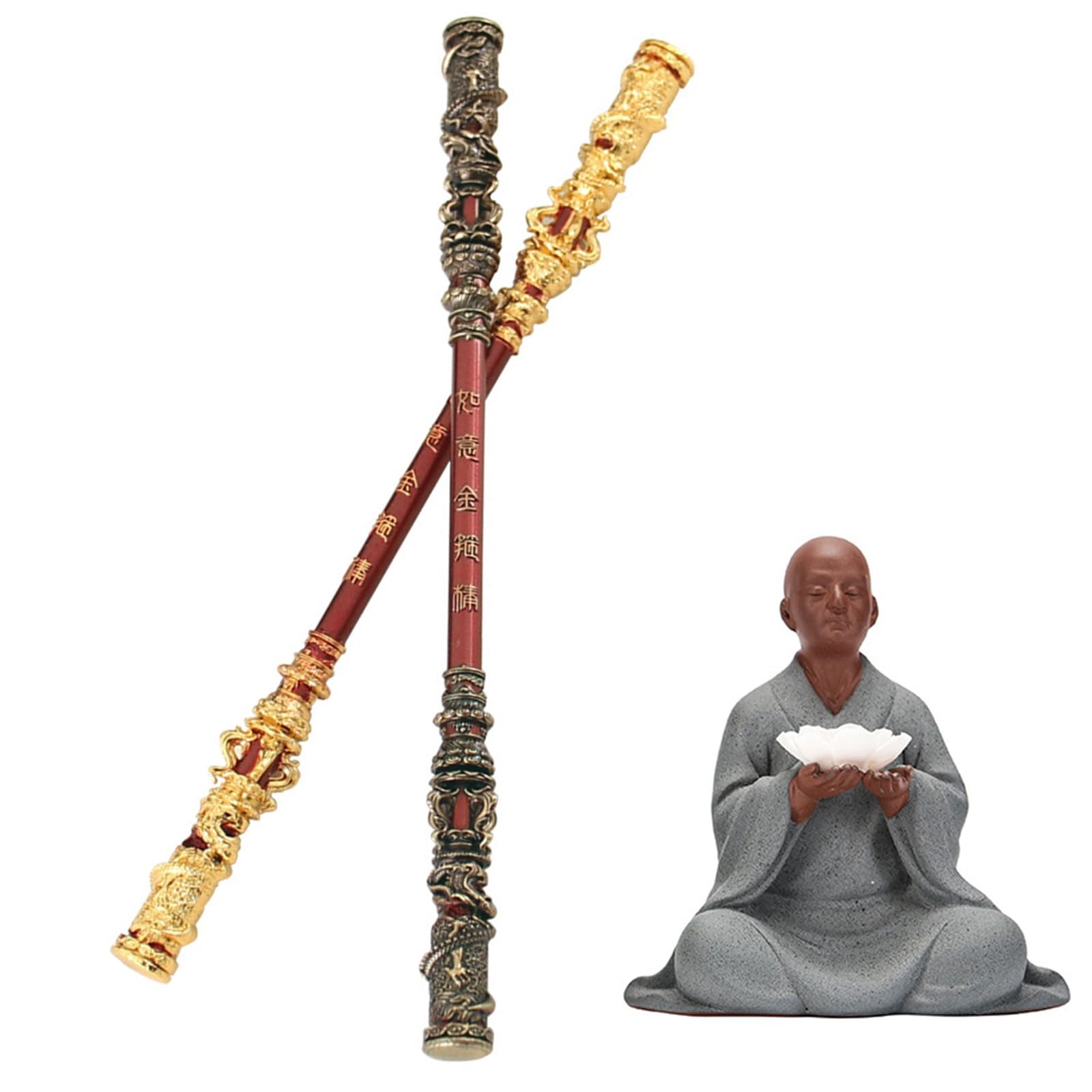 DFFMQSJ Lustiger 2-teiliger Monkey King-Stab und Zen-Ständerhalter für Gaming-Schreibtisch, Computer-Schreibtisch-Dekor für die Black Myth Wukong Alloy Ruyi Golden Cudgel-Spielesammlung(Original) von DFFMQSJ