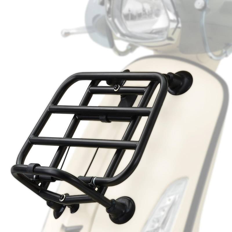 DFFMQSJ Motorrad-Frontgepäckträger Kompatibel mit Vespa Sprint 150 2017 Primavera 150 2015-2019 Edelstahl-Frontregal Vordere Gepäckträgerhalterung Verlängerung Regalhalter Zubehör(Black) von DFFMQSJ