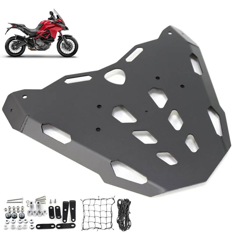 DFFMQSJ Universeller Motorrad-Heckgepäckträger Kompatibel mit Ducati Multistrada MTS 950 1200 1260 2015-2021 CNC-Legierung Gepäckträger Topboxhalter Stützhalterung Regalhalter Zubehör von DFFMQSJ