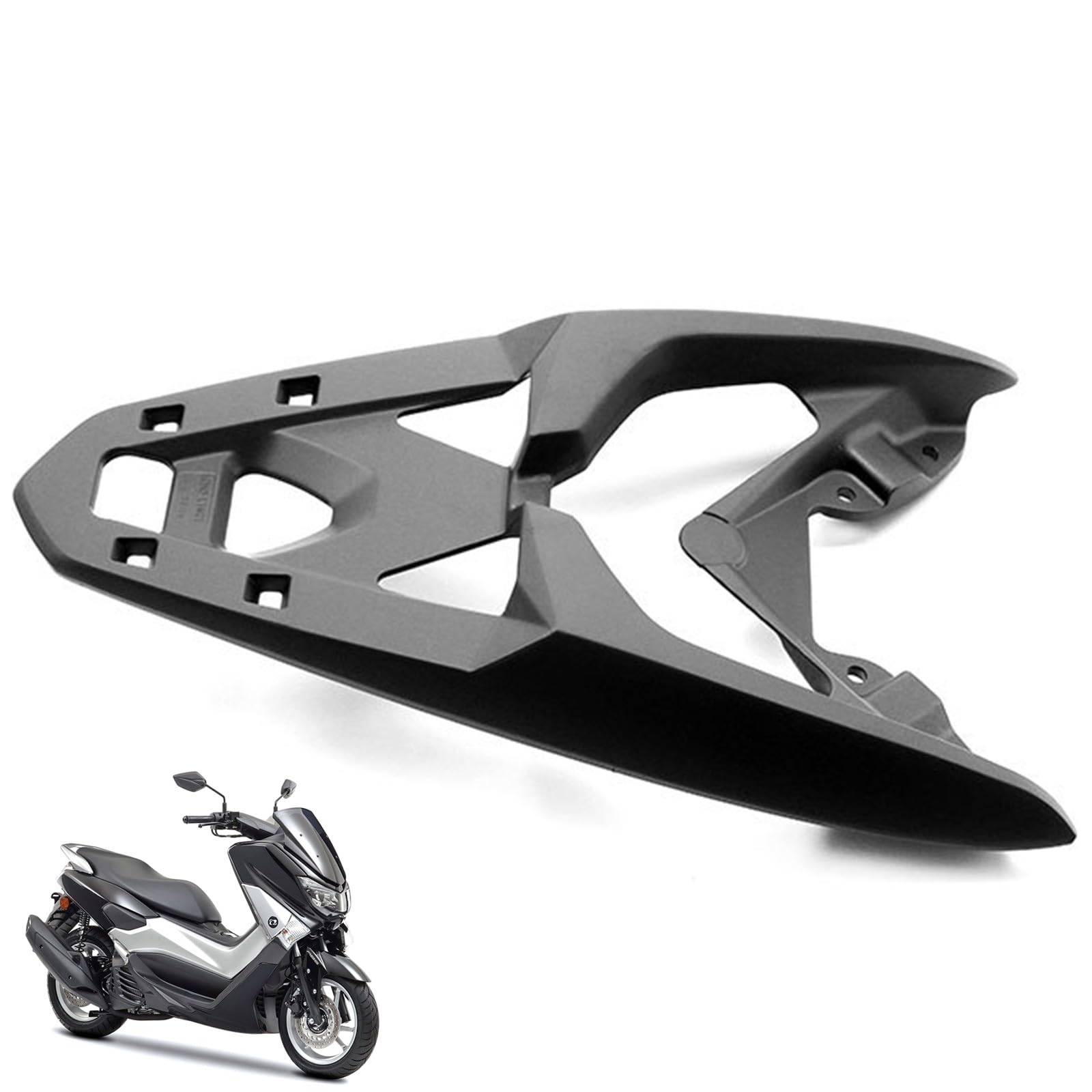 Kompatibel mit Yamaha NMAX 155 2015-2024 Motorrad-Gepäckträger, Heckkofferraum-Aufbewahrungsträger, Top-Box-Halterung, Halterung, Frachtträger, Regalhalter, Motorradzubehör(15-19,Matte Black) von DFFMQSJ