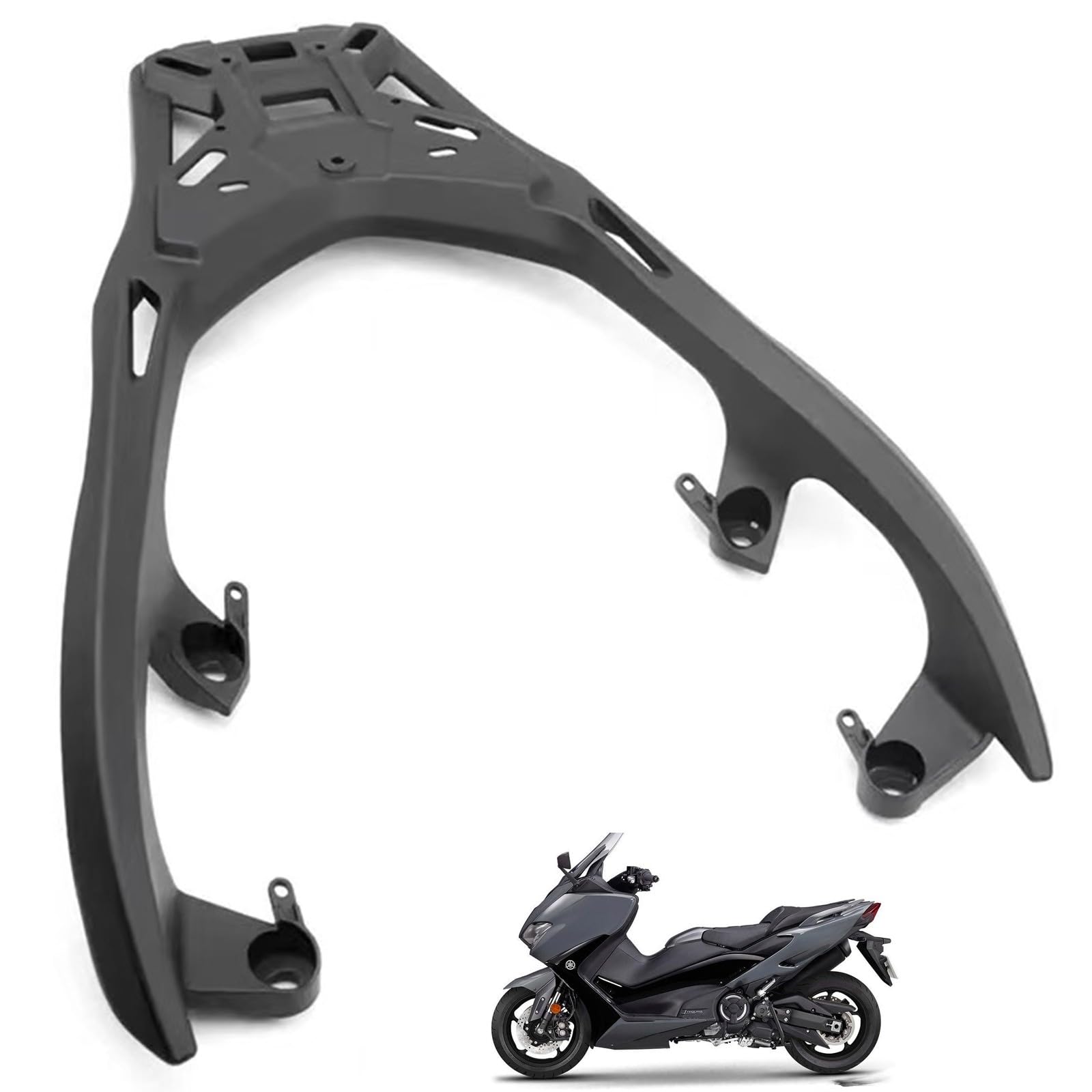 Kompatibel mit Yamaha TMAX 560 TMAX 530 2022 2023 2024 Motorrad-Heckgepäckträger, Aluminiumlegierung, Gepäckträger, Topbox-Halterung, Halterung, Heck-Ablagefach, Regalhalter von DFFMQSJ