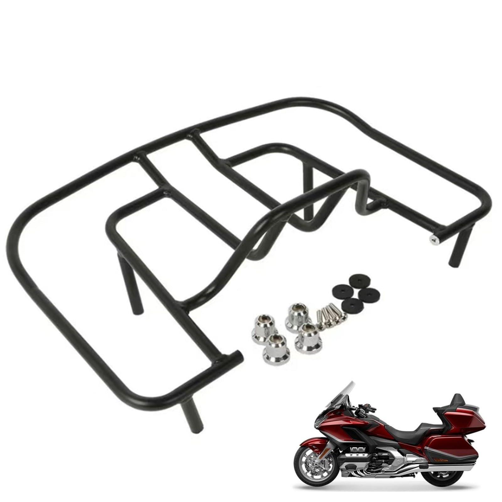 DFFMQSJ Motorrad-Gepäckträger Kompatibel mit Honda Goldwing GL1800 2001-2017, XF29011915 Top-Box-Halterung, Metall-Lastenträger, Zubehör für das hintere Heck-Lagerregal(Black) von DFFMQSJ