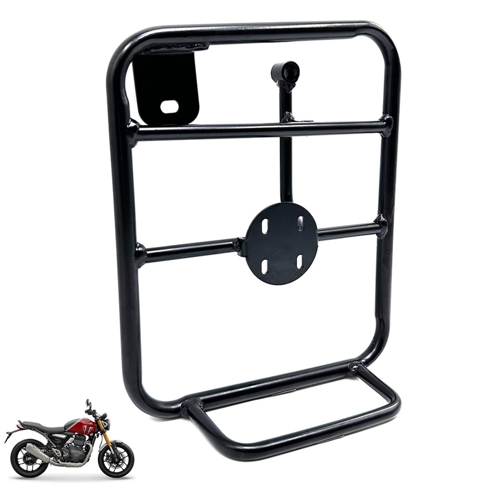 Motorrad-Gepäckträger Kompatibel mit Triumph Speed 400 Scrambler 400x 2024 Motorrad-Seitenbox Stabiler Rahmen Eisen-Seitenträger Gepäckmontagehalterung, 45X35X25cm, Mattschwarz von DFFMQSJ