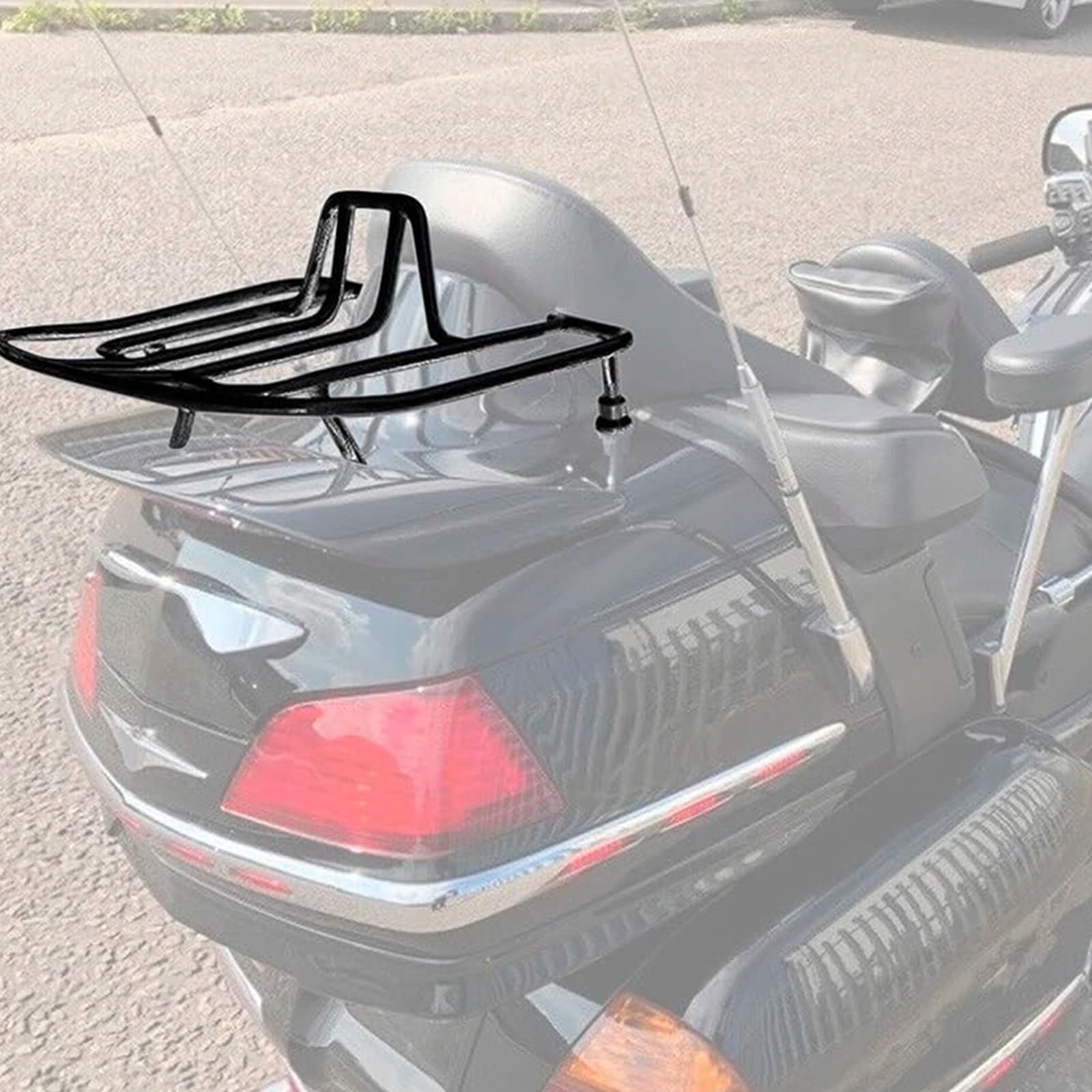 DFFMQSJ Universeller Motorrad-Heckgepäckträger, Metall-Lastenträger, Schwarze Topcase-Halterung, stabiles Heck-Lagergestell, kompatibel mit Honda Gold Wing GL1800 2001-2017 von DFFMQSJ