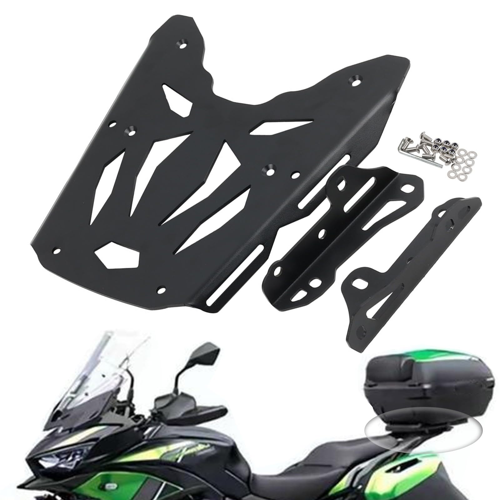 Universeller Motorrad-Heckgepäckträger Kompatibel mit Kawasaki Versys 650 Versys650 2015-2023 Lastenträger Stabiler Topcasehalter Stützhalterung Abdeckung Verlängerung Regalhalter Zubehör(15-23) von DFFMQSJ