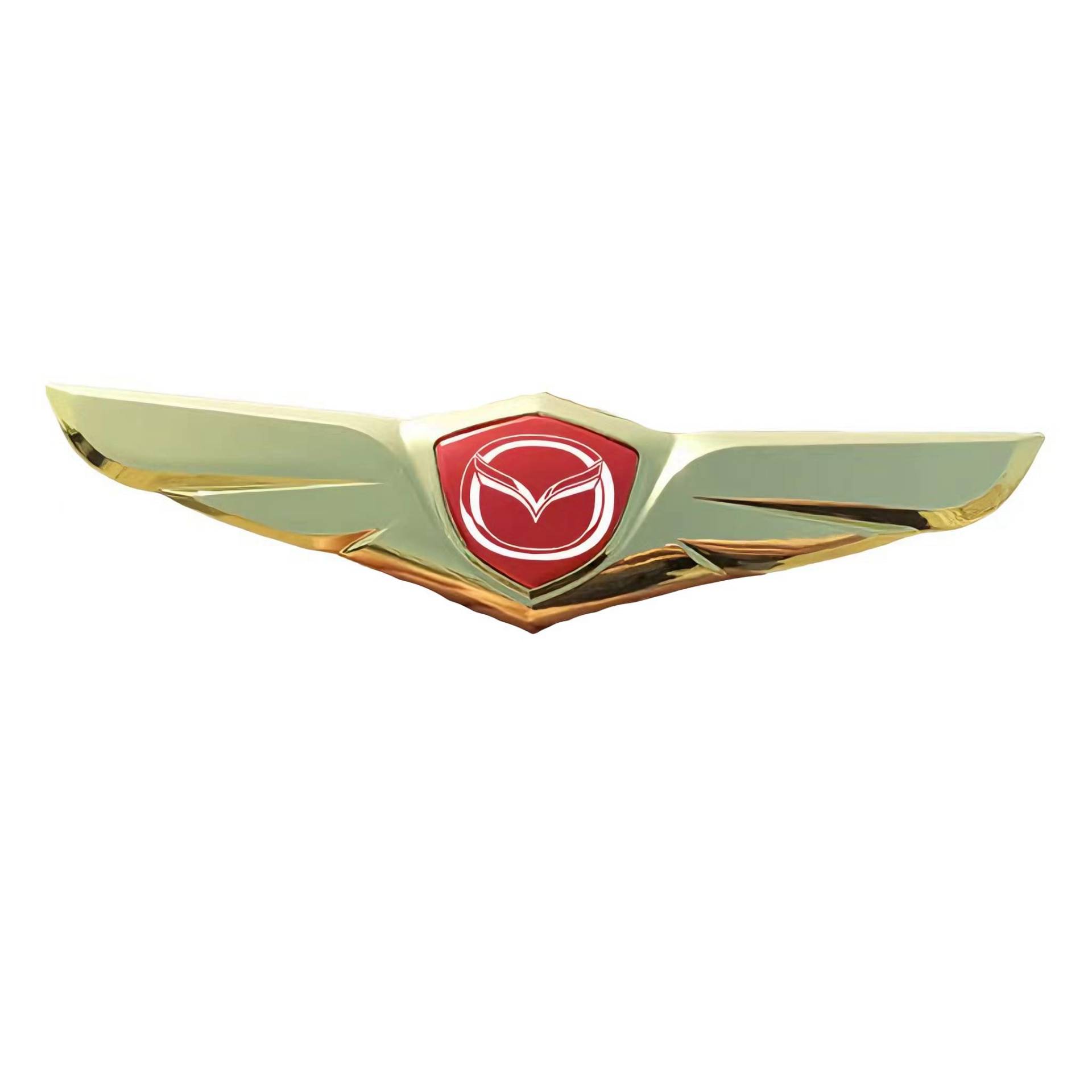 Auto Emblem Aufkleber für Mazda 3 2003-2009, Logo Emblem Badge Aufkleber Abzeichen Aufkleber Motorhaube Vorne und Hinten und Kofferraum Logo Dekoration Zubehör,Gold-C von DFVBNH