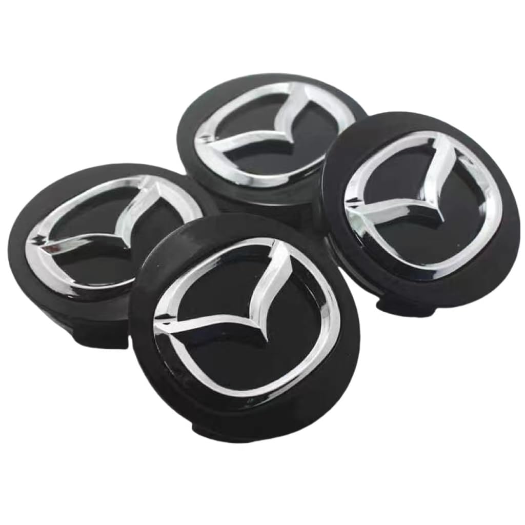 Auto Nabendeckel für Mazda MX-5 2015-2023, Nabenkappen Radnabenabdeckung Felgenkappen Radnabenkappen Felgendeckel Radnabendeckel ABS Logo Ersetzen Zubehör 4 PCS,Black-56mm-B von DFVBNH