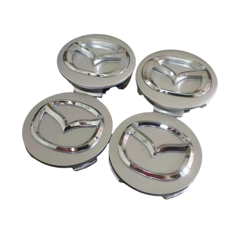 Auto Nabendeckel für Mazda MX-5 2015-2023, Nabenkappen Radnabenabdeckung Felgenkappen Radnabenkappen Felgendeckel Radnabendeckel ABS Logo Ersetzen Zubehör 4 PCS,Silver-52mm-B von DFVBNH