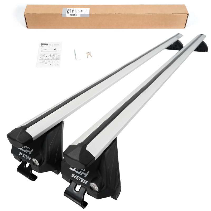 DGH SYSTEM Easy Line Glide 112 cm Kompletter Aluminium-Dachträger Relingträger kompatibel mit BMW 3er (F31) Kombi 2012-2018 mit geschlossener Dachreling, abschließbar, Nutzlast 100 kg von DGH System