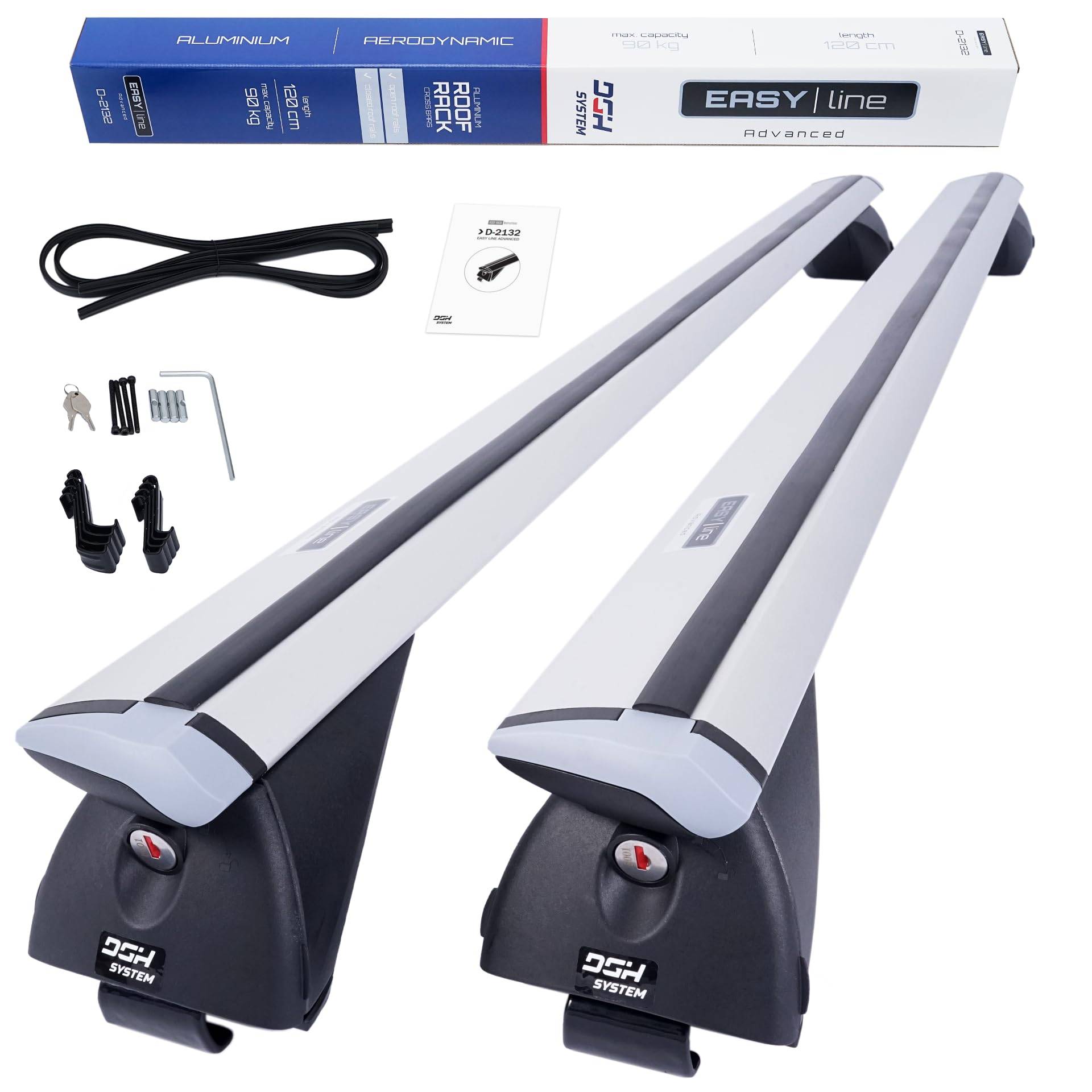 DGH SYSTEM Kompletter Aluminium-Dachträger Easy Line Advanced 120 cm kompatibel mit Ford Mondeo IV V Kombi ab 2007 mit geschlossener Dachreling, abschließbar, Nutzlast 90 kg DGH SYSTEM Kompletter Aluminium-Dachträger Easy Line Advanced 120 cm kompatibel mit Ford Mondeo IV V Kombi ab 2007 mit geschlossener Dachreling, abschließbar, Nutzlast 90 kg von DGH System