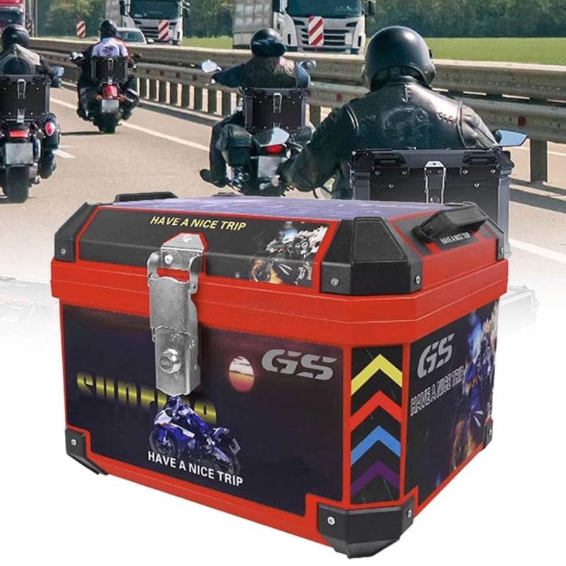 DGLEYUIK Motorrad-Heckbox Topcase, 45 l, 36 l, Motorradkoffer, Tour-Topbox, Helmgepäck, Kunststoffkoffer mit Sicherheitsschloss, kann Helme verstauen, Schwarz von DGLEYUIK
