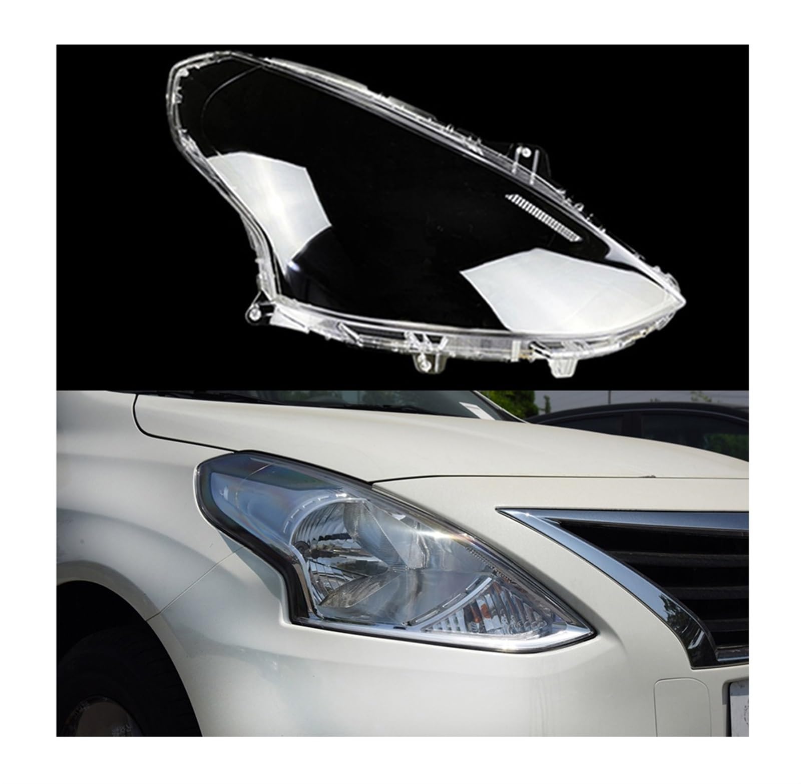 Frontscheinwerferabdeckung Kompatibel for Nissan Sunny 2014 2015 2016 2017 Scheinwerfer-Lampenschirm Lampenabdeckung Scheinwerfer-Lichtabdeckungen Glaslinsenschale(Right) von DGOEF