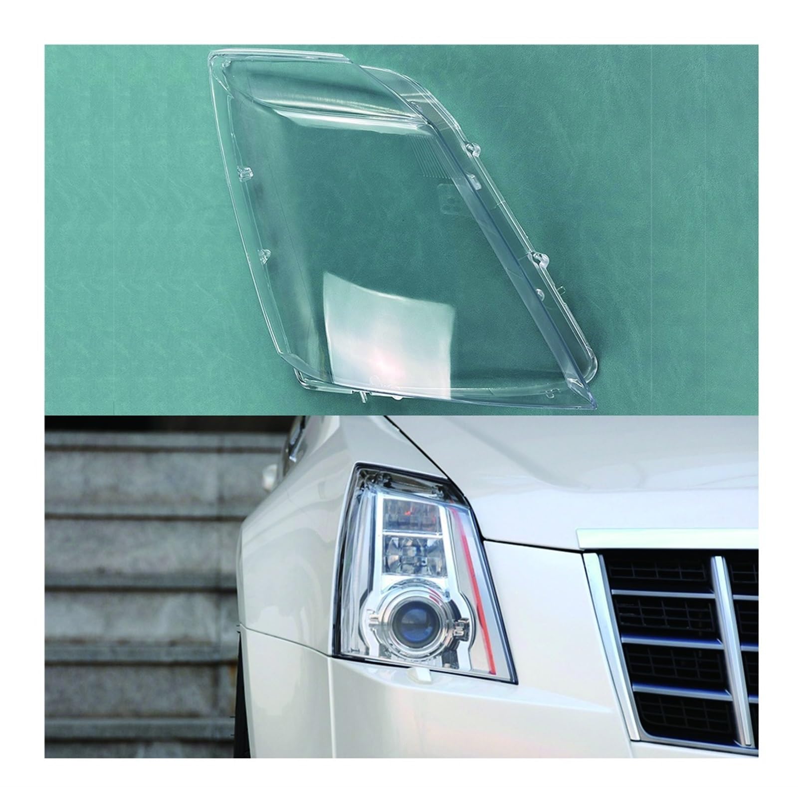 Kompatibel for Cadillac Cts Cts-V COUPE 2008-2013 Auto-Frontscheinwerferglas Scheinwerfer Transparenter Lampenschirm Lampenschale Scheinwerferabdeckung Objektiv(Right) von DGOEF