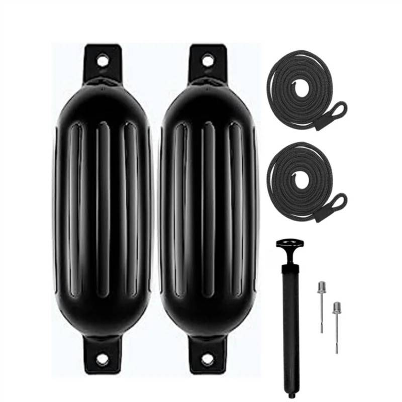 Bootsabdeckung 2 Stück PVC-Bootsfender Marine Bumper Schlauchbootfender Anti-Crash-Boje Yacht Docking Mooring Shield Schutz 6,5 Zoll 8,5 Zoll Boat Cover Support(Black-8.5inch) von DGOINGPI