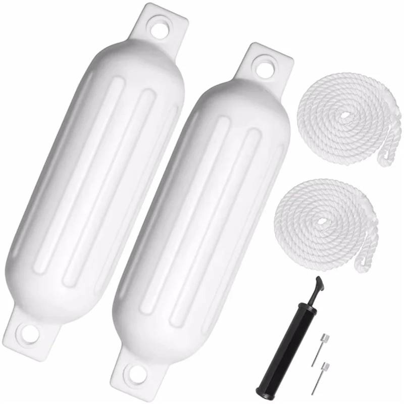 Bootsabdeckung 2 Stück PVC-Bootsfender Marine Bumper Schlauchbootfender Anti-Crash-Boje Yacht Docking Mooring Shield Schutz 6,5 Zoll 8,5 Zoll Boat Cover Support(White-6.5inch) von DGOINGPI