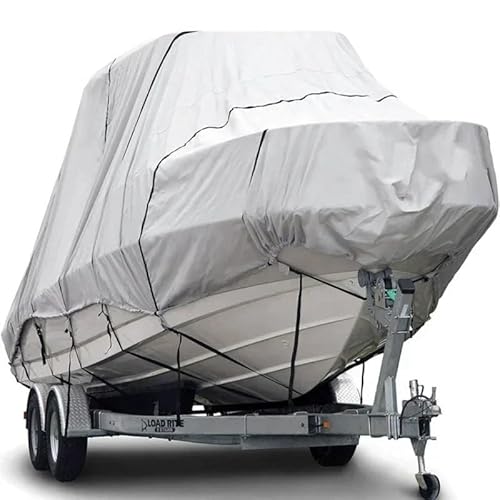 Bootsabdeckung 24-26ft 600D T-Top Bootsabdeckung Persönliches Wasserfahrzeug Wetter Ripstop Trailerbare Hochleistungs-Bootsabdeckung Bis Zu 104" Breite Boat Cover Support(420D) von DGOINGPI