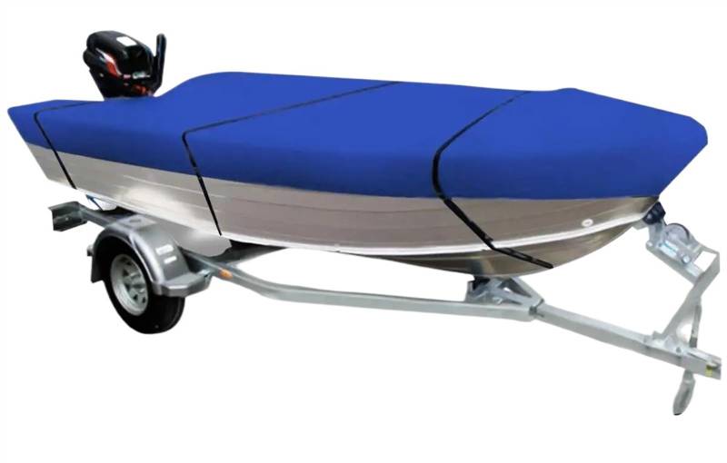 Bootsabdeckung 3,5-4,5 m Trailerbare Heavy Duty Open Bootsabdeckung Angeln Runabout Wasserdicht 210D Boat Cover Support(430x205cm) von DGOINGPI