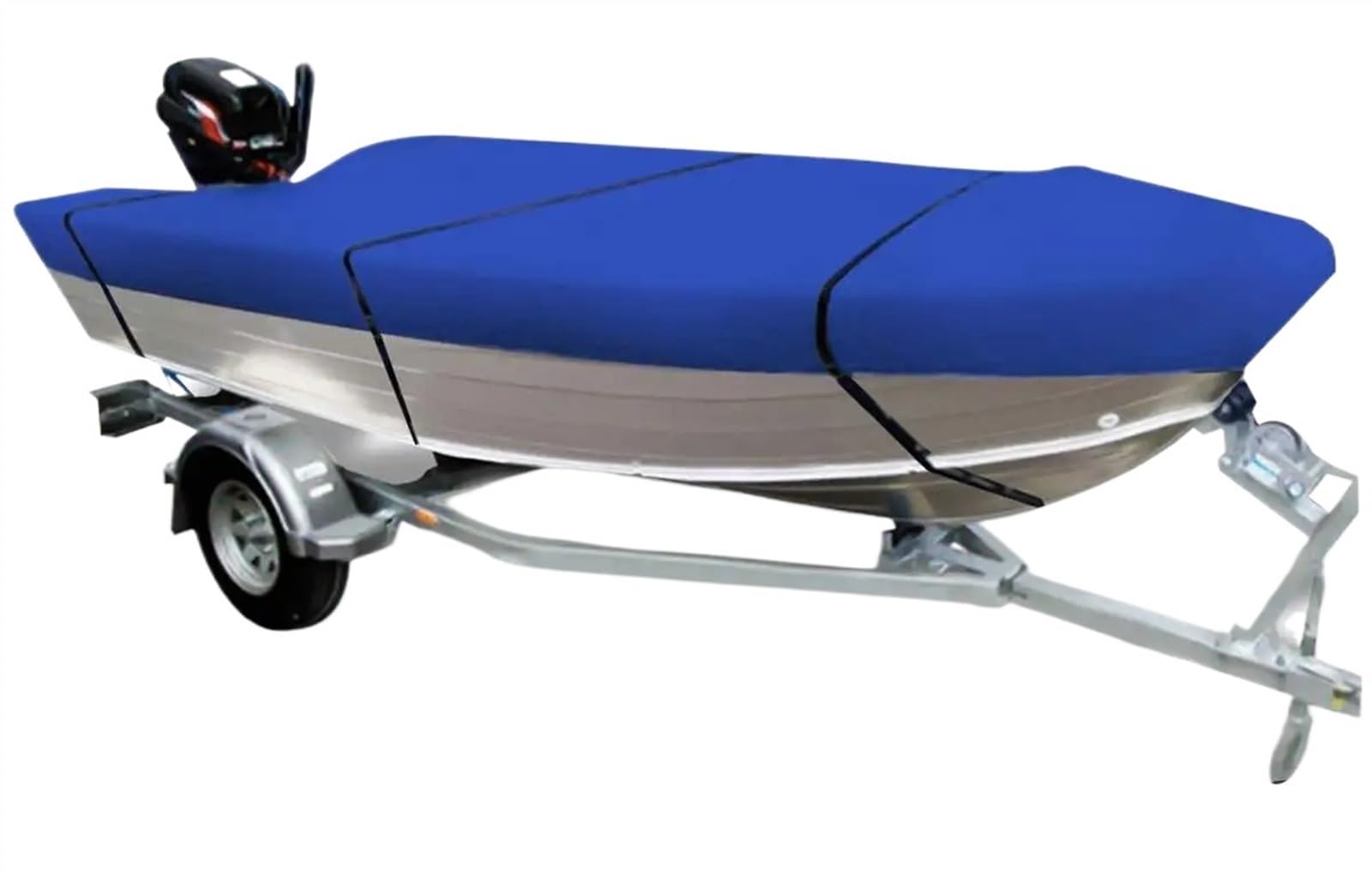 Bootsabdeckung 3,5-4,5 m Trailerbare Heavy Duty Open Bootsabdeckung Angeln Runabout Wasserdicht 210D Boat Cover Support(470x225cm) von DGOINGPI