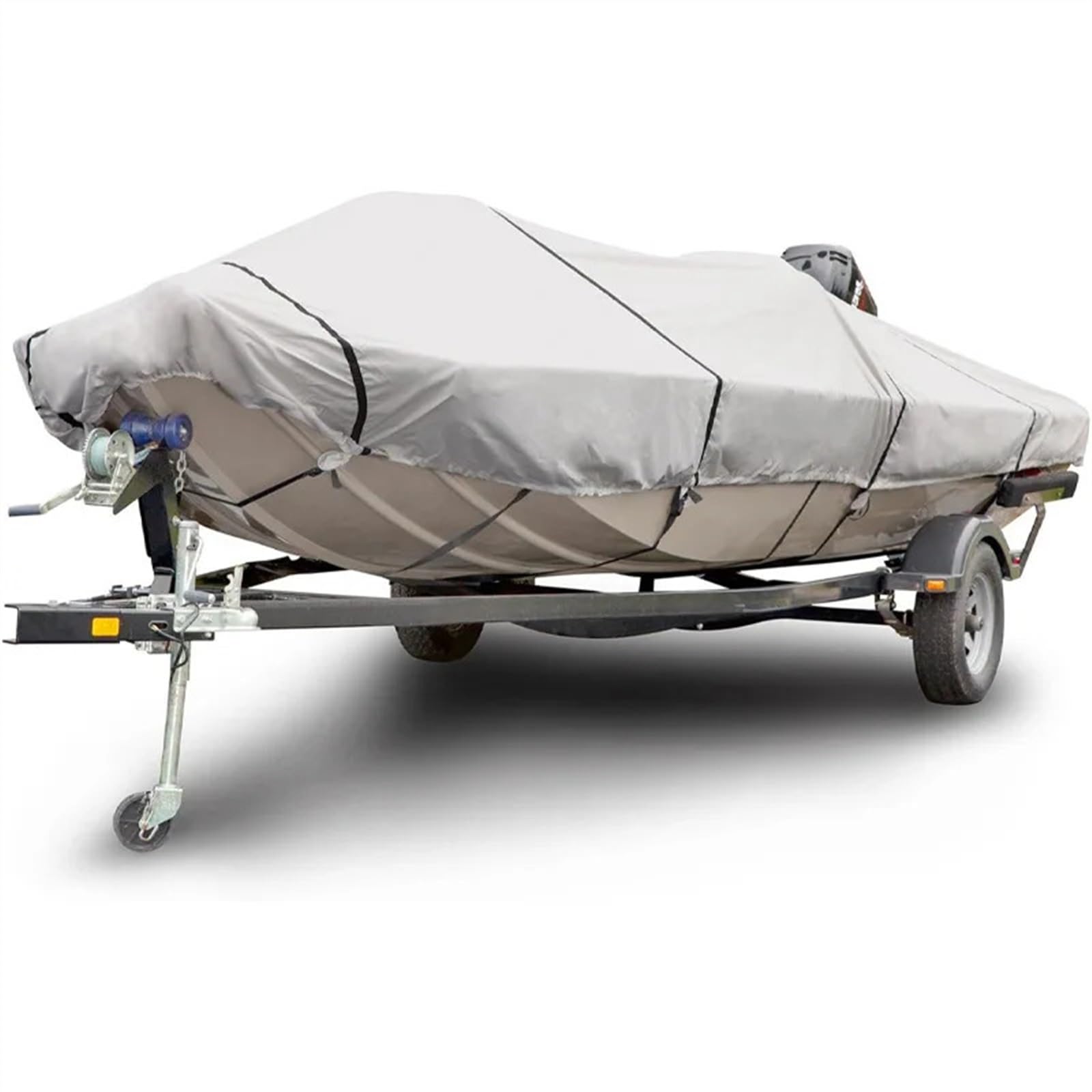 Bootsabdeckung 600D 10-24FT V-Trailer Bootsabdeckung Outdoor Oxford Tuch Regendicht Anti-UV Staubschutz Marine Trailerable Canvas Bootszubehör Boat Cover Support(10-12 FT) von DGOINGPI