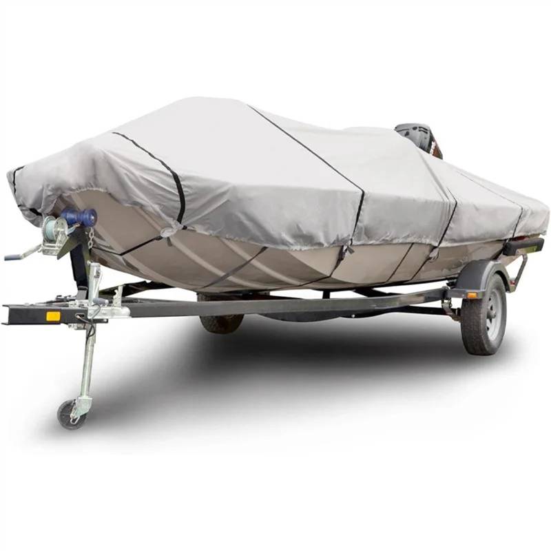 Bootsabdeckung 600D 10-24FT V-Trailer Bootsabdeckung Outdoor Oxford Tuch Regendicht Anti-UV Staubschutz Marine Trailerable Canvas Bootszubehör Boat Cover Support(14-16x68 FT) von DGOINGPI