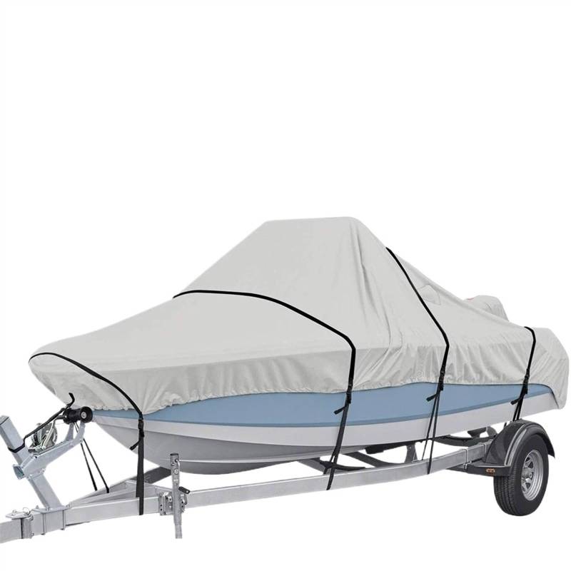 Bootsabdeckung Bootsabdeckung Yacht Außenschutz Wasserdicht Heavy Duty Silber Reflektierend 300D Oxford Stoff Anti-Smashing Langlebig Boat Cover Support(11-13FT) von DGOINGPI