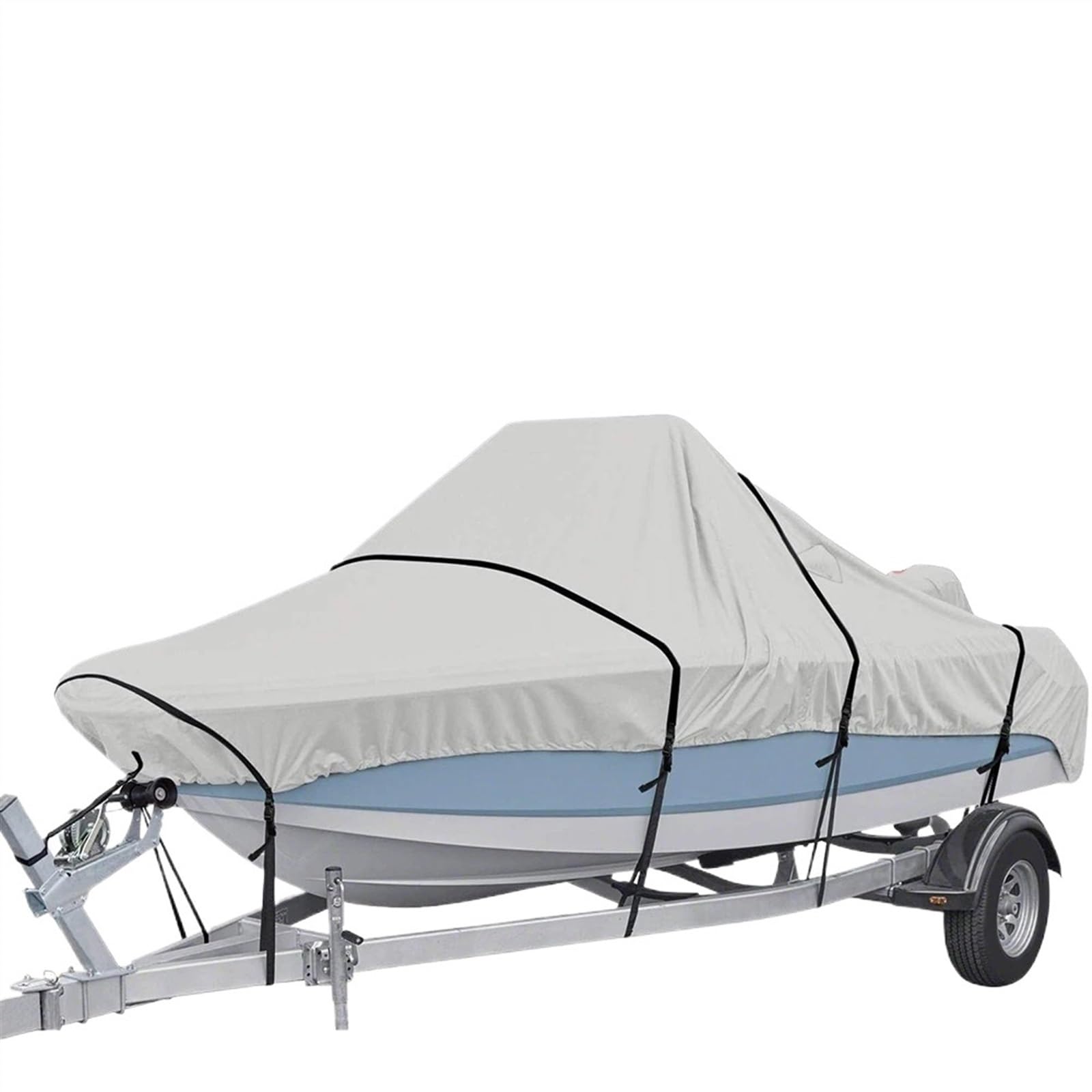 Bootsabdeckung Bootsabdeckung Yacht Außenschutz Wasserdicht Heavy Duty Silber Reflektierend 300D Oxford Stoff Anti-Smashing Langlebig Boat Cover Support(14-16FT) von DGOINGPI