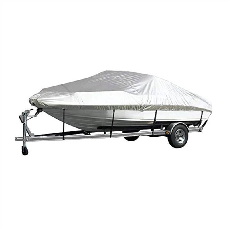 Bootsabdeckung Bootsabdeckung Yacht Außenschutz Wasserdicht Heavy Duty Silber Reflektierend 300D Oxford Stoff Anti-Smashing Reißfest Boat Cover Support(14-16FT Cover) von DGOINGPI