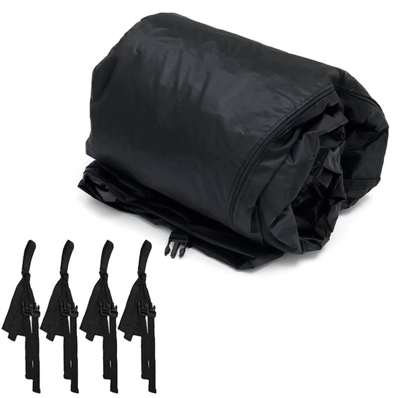 Bootsabdeckung Oxford 210D Yacht-Bootsabdeckung, strapazierfähiges, wasserdichtes Outdoor-Schutzgewebe, bruchsichere, langlebige und reißfeste Abdeckung Boat Cover Support(Black 16-18ft) von DGOINGPI