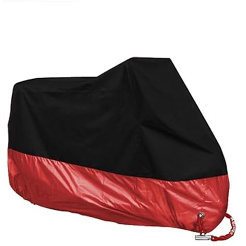 Motorrad Abdeckplane Ganzjährig staubdichter UV-schützender Outdoor-Indoor-Scooter 190T verschleißfestes Gewebe für Motorräder Motorradplane Abdeckung(Red,2XL for 2101-2200mm) von DGOINGPI