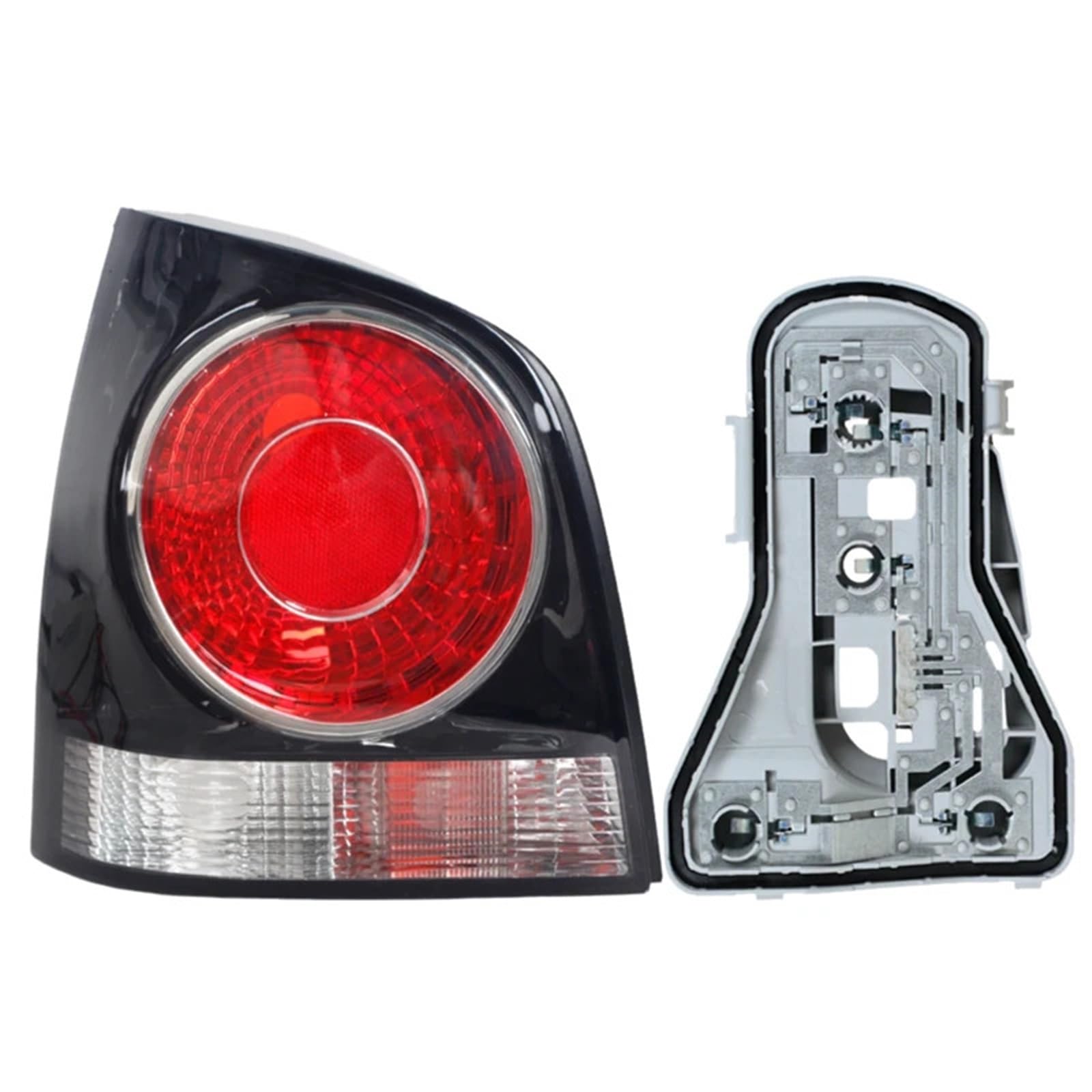 DGOINGPI Rücklicht Komp Für Volkswagen VW Polo 9N 9N3 Fließheck 2005-2010 Rücklichtgehäuse Autozubehör Platine ohne Leuchtmittel Brake Light(Black 2 Left) von DGOINGPI