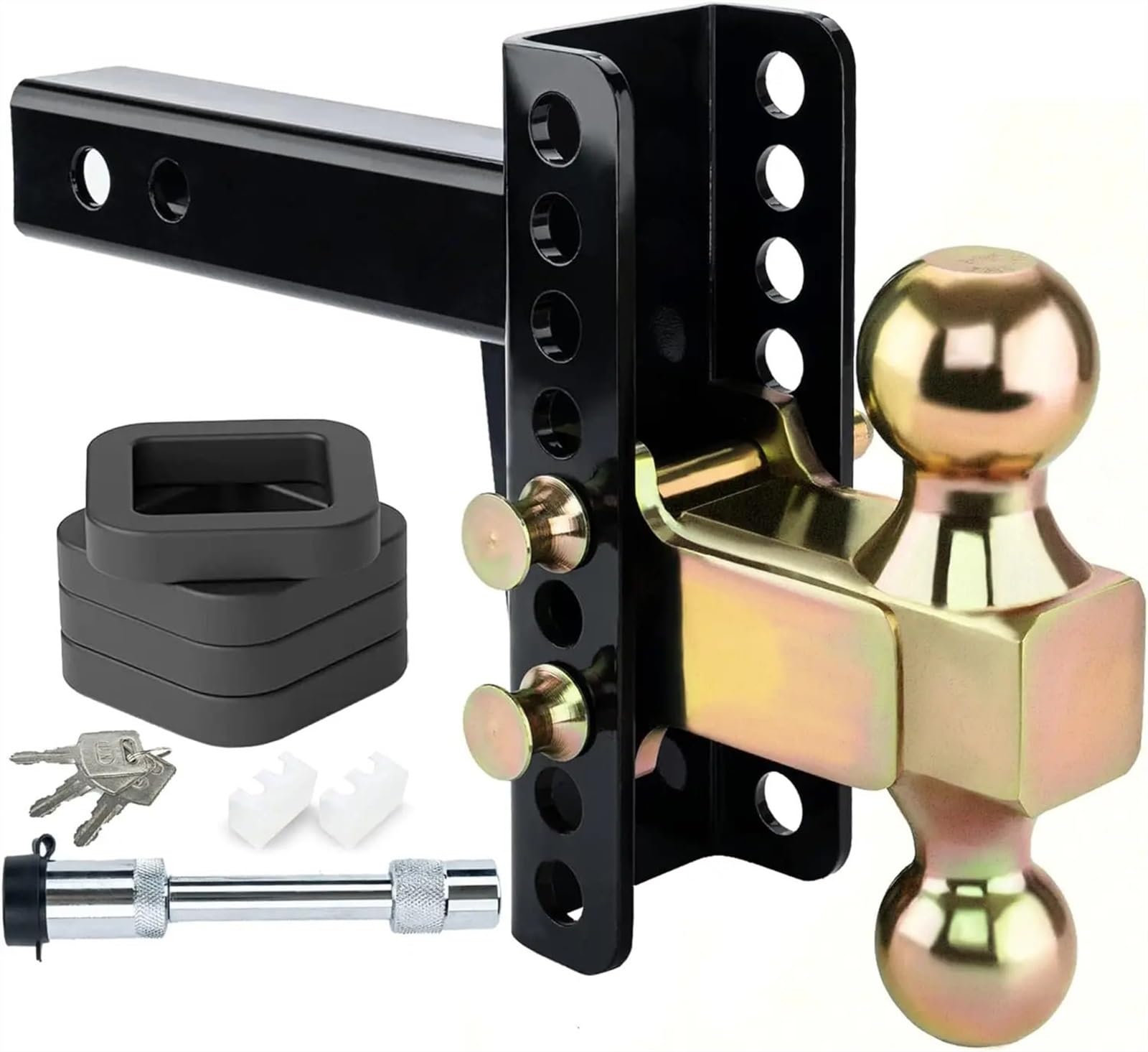 anhängerkupplung Einstellbare Kugelhalterung für Anhängerkupplung, Tri-Ball (1-7/8" x 2" x 2-5/16"), passend für 2"-Empfänger, 5"-Anhängekupplung Towing Hitch(C) von DGOINGPI