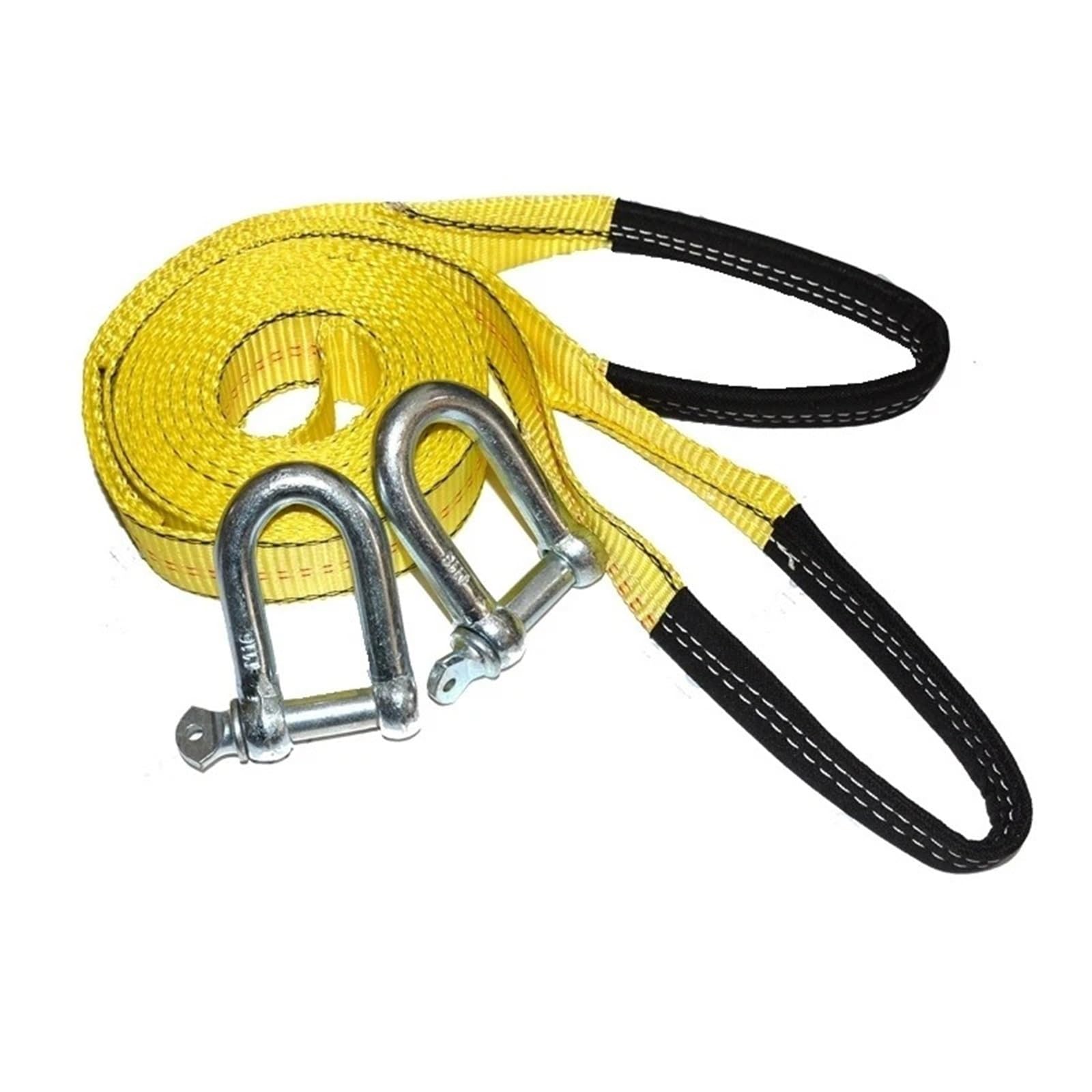 otfall-Abschleppgurt Auto-Abschleppseil, Riemenkabel Mit U-Haken, Schäkel, Hochfestes Nylon Mit Reflektierendem Licht Für Auto, LKW, Anhänger, SUV Schwerlast-Abschleppseil(Yellow) von DGOINGPI