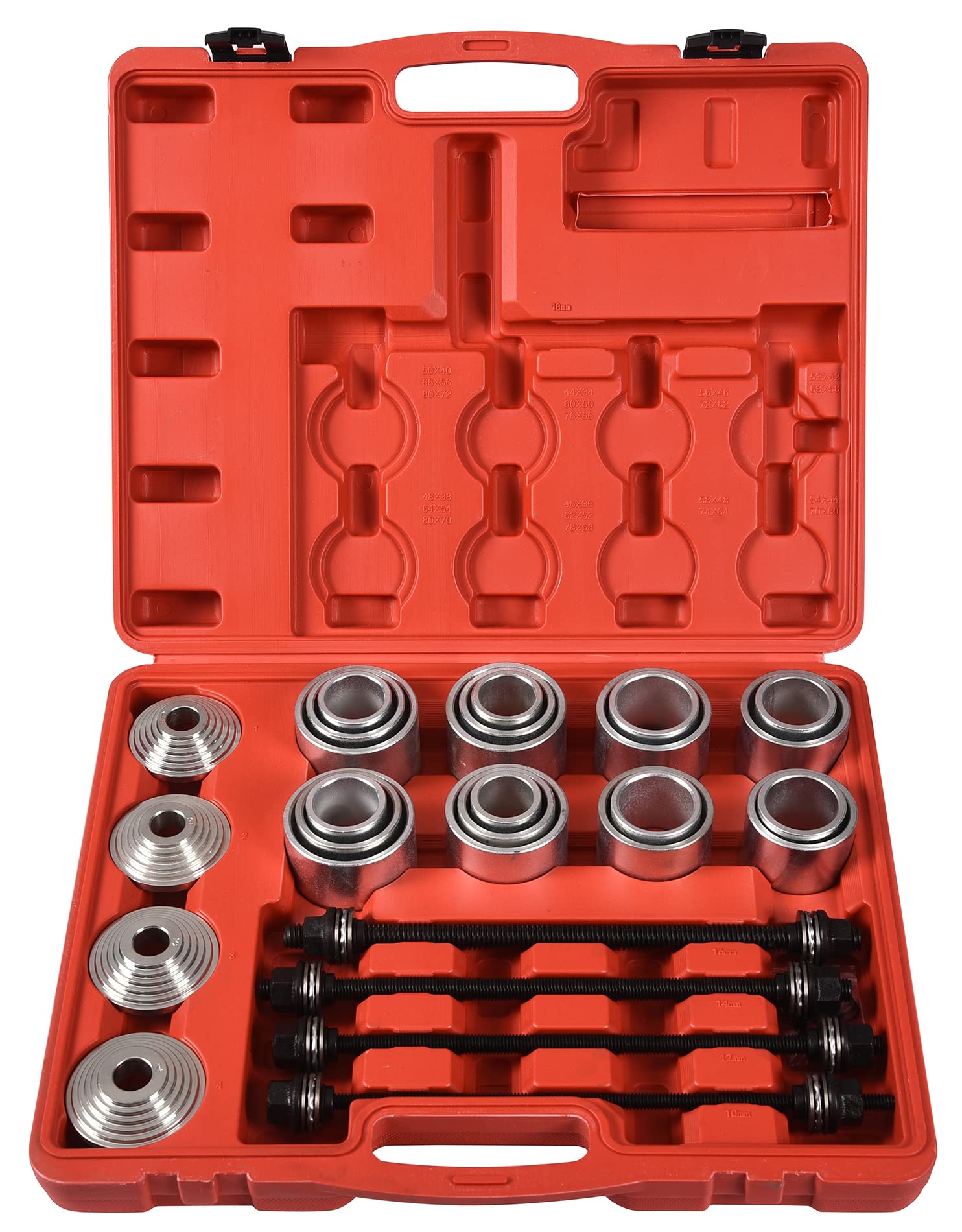 DHA GUMMIBUCHSEN RADLAGER ABZIEHER-Satz 28-teilig EIN-/ AUSBAU AUSPRESS-Werkzeug-Set, Auto Bushing Press Puller Removal and Installation Tool Extractor Set 28pc von DHA