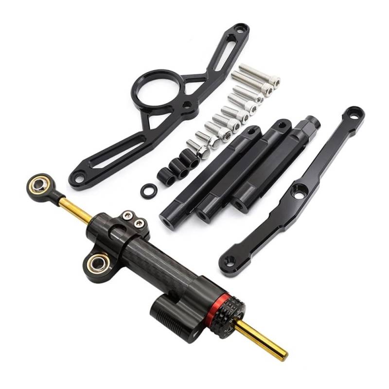 DHAEY Für Y&amaha Für MT09 Für FZ09 2021-2023 Motorrad Lenkung Dämpfer Stabilisator Halterung Montage Unterstützung Kit Lenkungsdämpfer(Carbon Black Set) von DHAEY