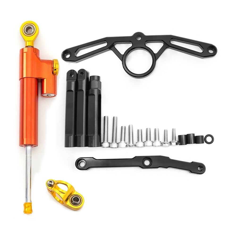 DHAEY Für Y&amaha Für MT09 Für FZ09 2021-2023 Motorrad Lenkung Dämpfer Stabilisator Halterung Montage Unterstützung Kit Lenkungsdämpfer(Orange Set) von DHAEY