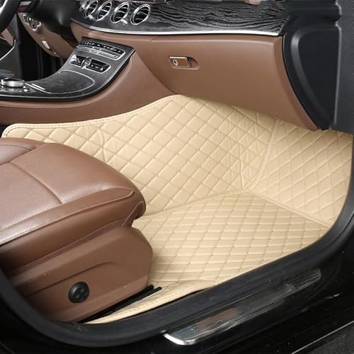 Auto Fußmatten 1Pc Custom Auto Fußmatten Teppich Boden Liner Leder Für Chery Für Omoda Für C5 2022 2023 2024 rutschfeste Allwetter-Automatte(Copilot-Beige) von DHDYJSA