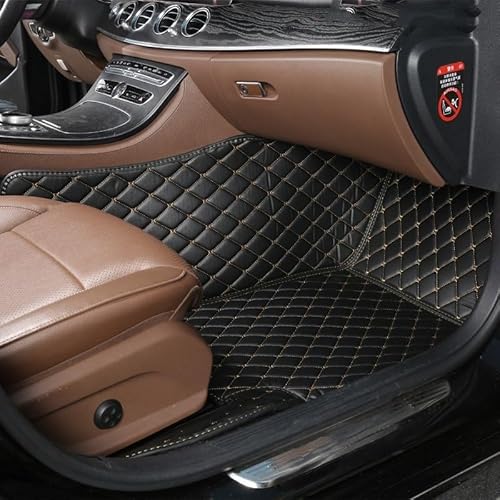 Auto Fußmatten 1Pc Custom Auto Fußmatten Teppich Boden Liner Leder Für Chery Für Omoda Für C5 2022 2023 2024 rutschfeste Allwetter-Automatte(Copilot-Black Gold) von DHDYJSA