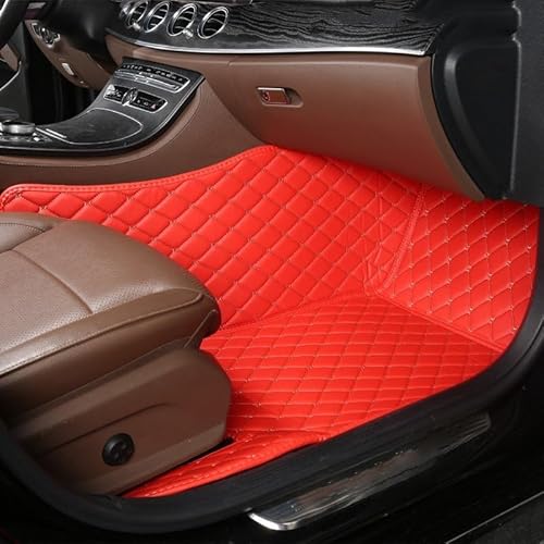 Auto Fußmatten 1Pc Custom Auto Fußmatten Teppich Boden Liner Leder Für Chery Für Omoda Für C5 2022 2023 2024 rutschfeste Allwetter-Automatte(Copilot-Red) von DHDYJSA