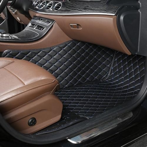 Auto Fußmatten 1Pc Custom Auto Fußmatten Teppich Boden Liner Leder Für Hyundai Für Palisade 2021 2022 2023 rutschfeste Allwetter-Automatte(Copilot-Black Blue) von DHDYJSA