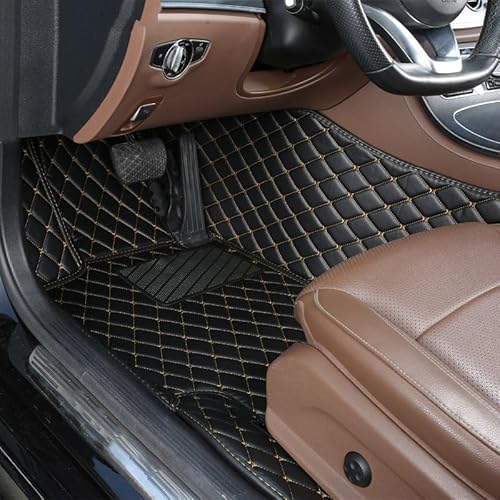 Auto Fußmatten 1Pc Custom Auto Fußmatten Teppich Boden Liner Leder Für Hyundai Für Palisade 2021 2022 2023 rutschfeste Allwetter-Automatte(Driver-Black Gold) von DHDYJSA