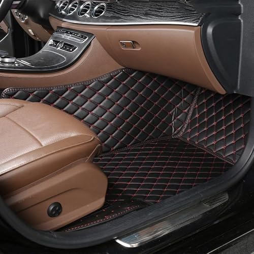 Auto Fußmatten 1Pc Custom Auto Fußmatten Teppich Boden Liner Leder Für VW Für GOL Für G6 2013 2014 2015 2016 rutschfeste Allwetter-Automatte(Copilot-Black Red) von DHDYJSA