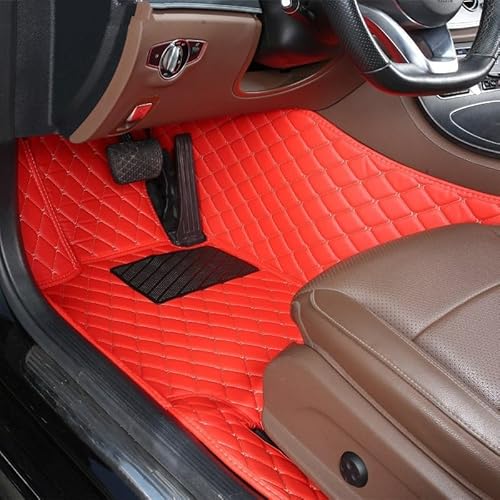 Auto Fußmatten 1Pc Custom Auto Fußmatten Teppich Boden Liner Leder Für VW Für GOL Für G6 2013 2014 2015 2016 rutschfeste Allwetter-Automatte(Driver-Red) von DHDYJSA