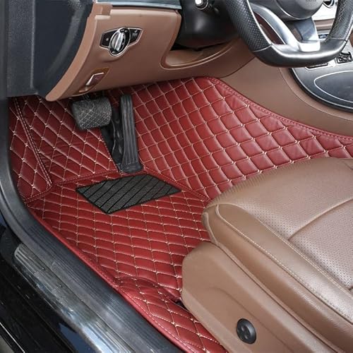 Auto Fußmatten 1Pc Custom Auto Fußmatten Teppich Boden Liner Leder Für VW Für GOL Für G6 2013 2014 2015 2016 rutschfeste Allwetter-Automatte(Driver-Wine Red) von DHDYJSA