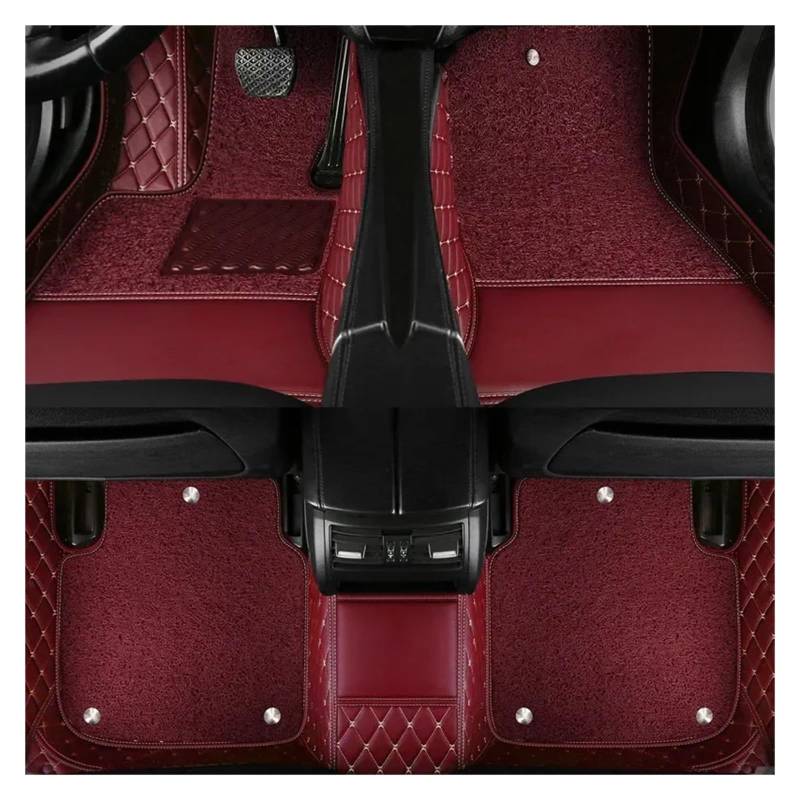 Auto Fußmatten Auto-Fußmatten Teppich-Bodenbeläge Für VW Für Touareg 2008 2009 2010 2011 2012 2013 2014 2015 2016 2017 2018 rutschfeste Allwetter-Automatte(Red 5seat) von DHDYJSA