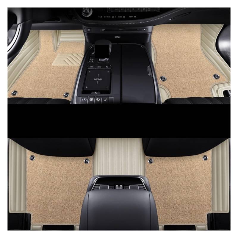 Auto Fußmatten Auto-Fußmatten Teppiche Styling Innenausstattung Für Range Für Rover Für Sport 2014 2016 2018 2020 2021 rutschfeste Allwetter-Automatte(Double beige1) von DHDYJSA